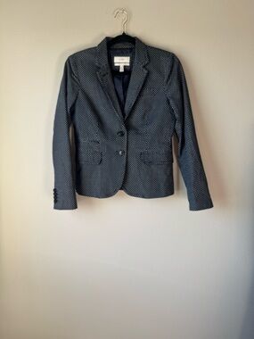 J. Crew School Boy Navy Polka Dot Cotton Blazer